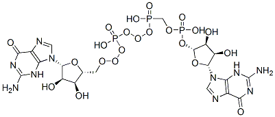 [[[(2R,3S,4R,5R)-5-(2-amino-6-oxo-3H-purin-9-yl)-3,4-dihydroxyoxolan-2-yl]methoxy-hydroxyphosphoryl]oxy-hydroxyphosphoryl] [(2R,3S,4R,5R)-5-(2-amino-6-oxo-3H-purin-9-yl)-3,4-dihydroxyoxolan-2-yl]methyl hydrogen phosphate 结构式
