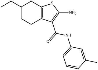 2-氨基-6-乙基-N-(间甲苯基)-4,5,6,7-四氢苯并[B]噻吩-3-甲酰胺 结构式