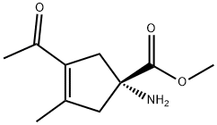 3-Cyclopentene-1-carboxylicacid,3-acetyl-1-amino-4-methyl-,methylester, 结构式