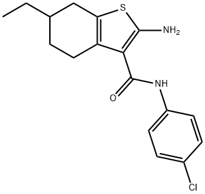 2-AMINO-N-(4-CHLOROPHENYL)-6-ETHYL-4,5,6,7-TETRAHYDRO-1-BENZOTHIOPHENE-3-CARBOXAMIDE 结构式