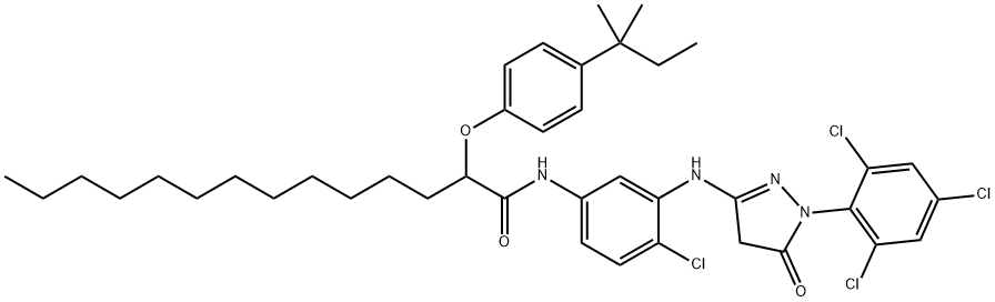 N-[4-chloro-3-[[4,5-dihydro-5-oxo-1-(2,4,6-trichlorophenyl)-1H-pyrazol-3-yl]amino]phenyl]-2-(4-tert-pentylphenoxy)myristamide 结构式