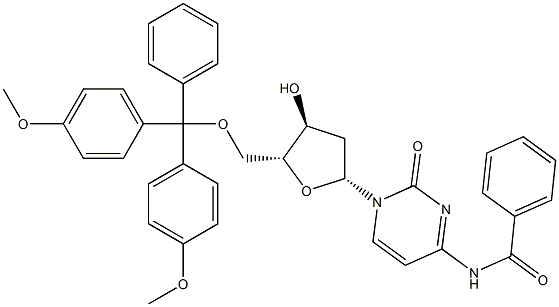 5'-O-(4,4'-二甲氧基三苯基)-N(4)-苯甲酰基-2'-脱氧胞苷 结构式