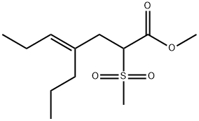 (E)-2-(Methylsulfonyl)-4-propyl-4-heptenoic acid methyl ester 结构式