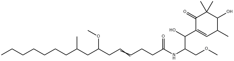 N-[2-Hydroxy-2-(4-hydroxy-3,5,5-trimethyl-6-oxo-1-cyclohexen-1-yl)-1-(methoxymethyl)ethyl]-7-methoxy-9-methyl-4-hexadecenamide 结构式