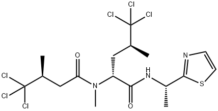(2R,4S)-5,5,5-Trichloro-4-methyl-2-[methyl[(S)-4,4,4-trichloro-3-methyl-1-oxobutyl]amino]-N-[(S)-1-(2-thiazolyl)ethyl]pentanamide 结构式