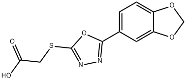 2-((5-(苯并[D][1,3]二氧戊环-5-基)-1,3,4-噁二唑-2-基)硫)乙酸 结构式