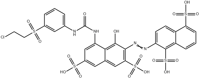 2-[[8-[3-[3-[(2-Chloroethyl)sulfonyl]-phenyl]ureido]-1-hydroxy-3,6-disulfo-2-naphtyl]azo]-1,5-naphthalenedisulfonic acid 结构式