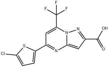 5-(5-氯噻吩-2-基)-7-(三氟甲基)-吡唑并[1,5-A]嘧啶-2-羧酸 结构式