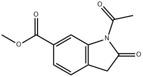 1-乙酰基-2,3-二氢-2-氧代-1H-吲哚-6-羧酸甲酯 结构式