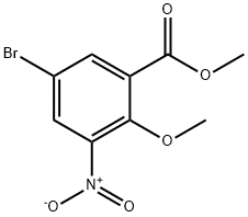 5-溴-2-甲氧基-3-硝基苯甲酸甲酯 结构式