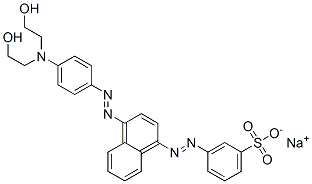 间-[[4-[[对-[双(2-羟乙基)氨基]苯基]偶氮基]-1-萘基]偶氮基]苯磺酸钠 结构式