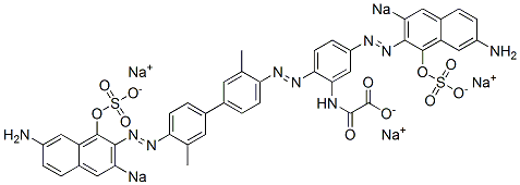 N-[5-[(7-Amino-1-hydroxy-3-sodiosulfo-2-naphthalenyl)azo]-2-[[4'-[(7-amino-1-hydroxy-3-sodiosulfo-2-naphthalenyl)azo]-3,3'-dimethyl[1,1'-biphenyl]-4-yl]azo]phenyl]oxamidic acid sodium salt 结构式