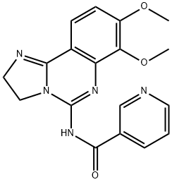 N-(2,3-二氢-7,8-二甲氧基咪唑并[1,2-C]喹唑啉-5-基)-3-吡啶甲酰胺 结构式