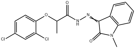 2-(2,4-dichlorophenoxy)-N'-(1-methyl-2-oxo-1,2-dihydro-3H-indol-3-yliden)propanohydrazide 结构式