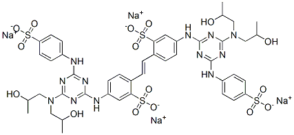 2,2'-(1,2-乙烯二基)二[5-[[4-[二(2-羟丙基)氨基]-6-[(4-磺苯基)氨基]-1,3,5-三嗪-2-乙基]胺]苯磺酸四钠盐 结构式