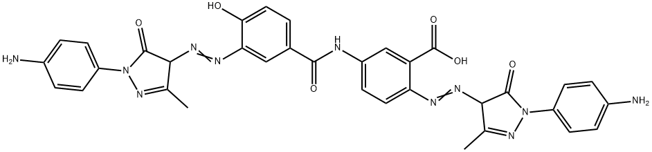 2-[[1-(4-aminophenyl)-4,5-dihydro-3-methyl-5-oxo-1H-pyrazol-4-yl]azo]-5-[[3-[[1-(4-aminophenyl)-4,5-dihydro-3-methyl-5-oxo-1H-pyrazol-4-yl]azo]-4-hydroxybenzoyl]amino]benzoic acid  结构式