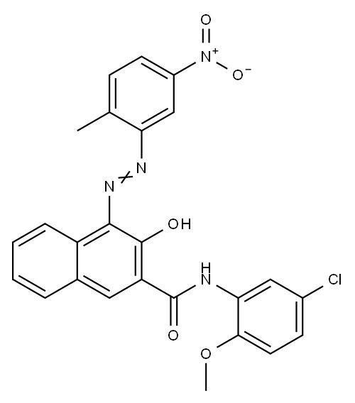 N-(5-chloro-2-methoxyphenyl)-3-hydroxy-4-[(2-methyl-5-nitrophenyl)azo]naphthalene-2-carboxamide 结构式