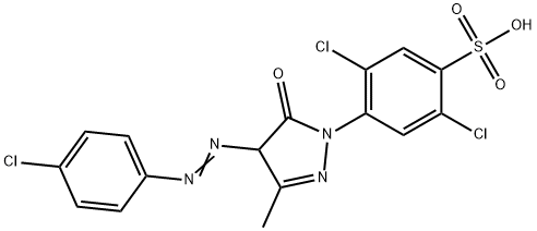 2,5-dichloro-4-[4-[(4-chlorophenyl)azo]-4,5-dihydro-3-methyl-5-oxo-1H-pyrazol-1-yl]benzenesulphonic acid 结构式