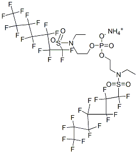 N,N'-[磷酸亚基双(氧-2,1-乙二烷基)]双[N-乙基-1,1,2,2,3,3,4,4,5,5,6,6,7,7,7-十五氟-1-庚烷基磺酰胺]铵盐 N-乙基-1,1,2,2,3,3,4,4,5,5,6,6,7,7,7-十五氟-N-[2-(膦酰基氧)乙基]-1-庚烷磺酰胺二铵盐 结构式