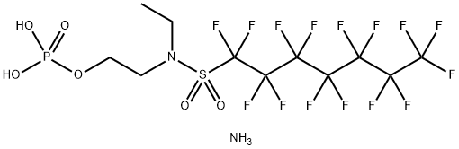 N-乙基-1,1,2,2,3,3,4,4,5,5,6,6,7,7,7-十五氟-N-[2-(膦酰氧)乙基]-1-庚磺酰胺二铵盐 结构式