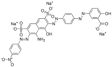 trisodium 5-[[4-[[8-amino-1-hydroxy-7-[(4-nitrophenyl)azo]-3,6-disulphonato-2-naphthyl]azo]phenyl]azo]salicylate 结构式