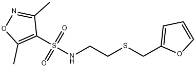 N-(2-((呋喃-2-基甲基)硫代)乙基)-3,5-二甲基异噁唑-4-磺酰胺 结构式