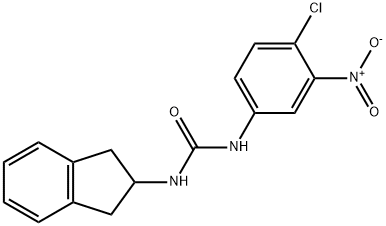 1-(4-氯-3-硝基苯基)-3-(2,3-二氢-1H-茚-2-基)脲 结构式