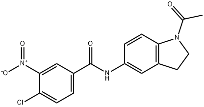 N-(1-乙酰基二氢吲哚-5-基)-4-氯-3-硝基苯甲酰胺 结构式