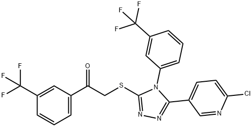 2-((5-(6-CHLORO-3-PYRIDYL)-4-[3-(TRIFLUOROMETHYL)PHENYL]-4H-1,2,4-TRIAZOL-3-YL)THIO)-1-[3-(TRIFLUOROMETHYL)PHENYL]ETHAN-1-ONE 结构式