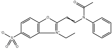 2-[2-(acetylphenylamino)vinyl]-3-ethyl-5-sulphonatobenzoxazolium 结构式