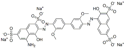 tetrasodium 5-amino-4-hydroxy-3-[[4'-[(2-hydroxy-3,6-disulphonato-1-naphthyl)azo]-3,3'-dimethoxy[1,1'-biphenyl]-4-yl]azo]naphthalene-2,7-disulphonate 结构式