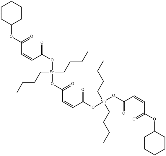 dicyclohexyl (Z,Z,Z)-6,6,13,13-tetrabutyl-4,8,11,15-tetraoxo-5,7,12,14-tetraoxa-6,13-distannoctadeca-2,9,16-trienedioate  结构式