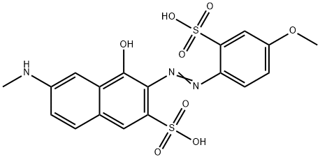 4-hydroxy-3-[(4-methoxy-2-sulphophenyl)azo]-6-(methylamino)naphthalene-2-sulphonic acid 结构式