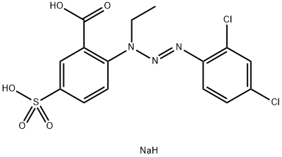 disodium 2-[3-(2,4-dichlorophenyl)-1-ethyltriazen-2-yl]-5-sulphonatobenzoate 结构式