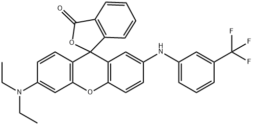6'-(二乙基氨基)-2'-[[3-(三氟甲基)苯基]氨基]螺[异苯并呋喃-1(3H),9'-[9H]占吨]-3-酮 结构式