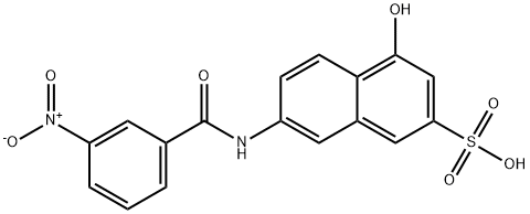 4-hydroxy-7-[(3-nitrobenzoyl)amino]naphthalene-2-sulphonic acid 结构式