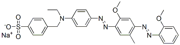 4-[[Ethyl[4-[[2-methoxy-4-[(2-methoxyphenyl)azo]-5-methylphenyl]azo]phenyl]amino]methyl]benzenesulfonic acid sodium salt 结构式