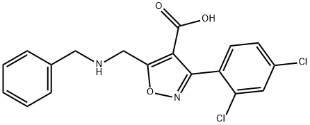 4-Isoxazolecarboxylic  acid,  3-(2,4-dichlorophenyl)-5-[[(phenylmethyl)amino]methyl]- 结构式