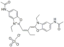 5-(acetamido)-2-[2-[[5-(acetamido)-3-ethyl-3H-benzoxazol-2-ylidene]methyl]but-1-enyl]-3-ethylbenzoxazolium perchlorate 结构式