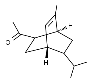 1-[5(或6)-甲基-7(或8)-(1-甲乙基)二环[2.2.2.]辛-5-烯-2基]乙酮 结构式