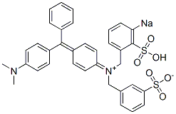 N-[4-[[4-(Dimethylamino)phenyl]phenylmethylene]-2,5-cyclohexadien-1-ylidene]-N-(3-sulfonatobenzyl)-3-sodiosulfobenzenemethanaminium 结构式