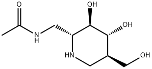 Acetamide, N-[[(2R,3R,4R,5R)-3,4-dihydroxy-5-(hydroxymethyl)-2-piperidinyl]methyl]- (9CI) 结构式