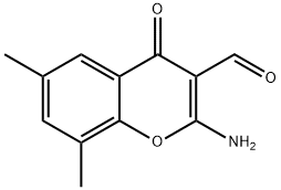 2-氨基-4-氧代-6,8-二甲基-色烯-3-甲醛 结构式