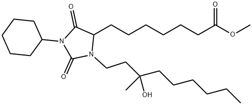 4-Imidazolidineheptanoic acid, 1-cyclohexyl-3-(3-hydroxy-3-methylnonyl)-2,5-dioxo-, methyl ester 结构式
