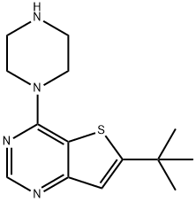 6-叔丁基-4-哌嗪噻吩[3,2-D]嘧啶 结构式