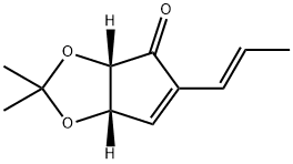 4H-Cyclopenta-1,3-dioxol-4-one,3a,6a-dihydro-2,2-dimethyl-5-(1E)-1-propenyl-,(3aS,6aS)-(9CI) 结构式