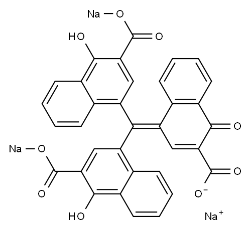4-[Bis[4-hydroxy-3-(sodiooxycarbonyl)-1-naphthalenyl]methylene]-1,4-dihydro-1-oxonaphthalene-2-carboxylic acid sodium salt 结构式