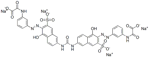 tetrasodium 2,2'-[carbonylbis[imino(1-hydroxy-3-sulphonato-6,2-naphthalenediyl)azo-3,1-phenyleneimino]]bis(2-oxoacetate)  结构式
