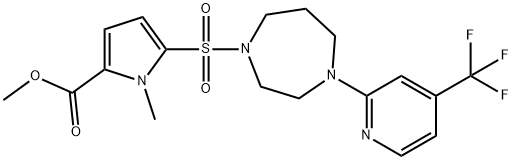 1H-PYRROLE-2-CARBOXYLIC ACID, 5-[[HEXAHYDRO-4-[4-(TRIFLUOROMETHYL)-2-PYRIDINYL]-1H-1,4-DIAZEPIN-1-YL]SULFONYL]-1-METHYL-, METHYL ESTER 结构式