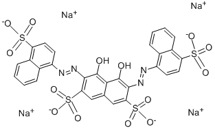 双-2,7-(萘偶氮-4-磺基)-1,8-羟基萘-3,6-二磺酸四钠盐 结构式